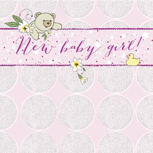 Opakowanie Karnet Swarovski kwadrat Narodziny miś dziewczynka