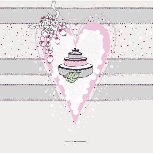 Opakowanie Karnet Swarovski kwadrat Ślub tort w sercu