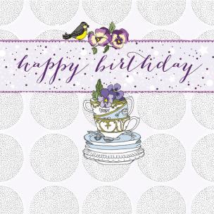 Opakowanie Karnet Swarovski kwadrat Urodziny filiżanki