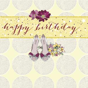 Opakowanie Karnet Swarovski kwadrat Urodziny Szpilki i kwiaty