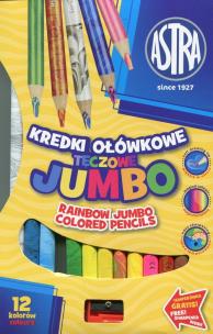 Kredki ołówkowe Jumbo tęczowe 12 kolorów. Wydawca: Astra. Multiszop.pl Opakowanie Kredki ołówkowe Jumbo tęczowe 12 kolorów