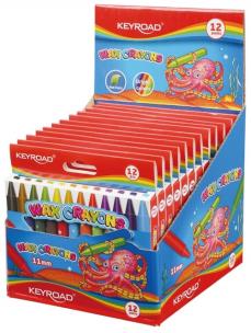 Opakowanie Kredki świecowe KEYROAD 12 kolorów display 12 sztuk