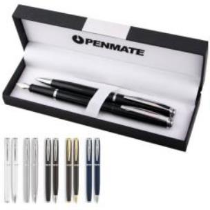 Opakowanie Penmate komplet długopis+pióro wieczne Virtuo czarno-srebrny TT7647
