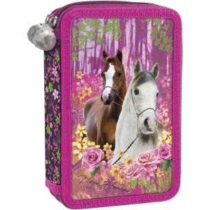 Opakowanie Piórnik z wyposażeniem dwukomorowy Konie 15