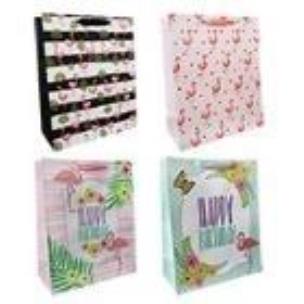 Okładka książki Torby prezentowe 26x32 flamingi op. 12szt