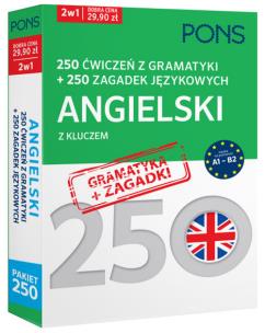 Okładka książki 250 ćwiczeń z gramatyki Angielski + 250 zagadek