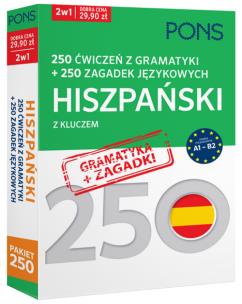 Okładka książki 250 ćwiczeń z gramatyki Hiszpański + 250 zagadek