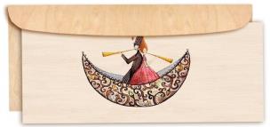 Opakowanie Karnet DL z drewnianą kopertą Ślub łódka