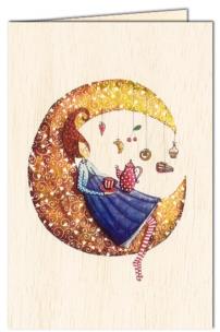 Opakowanie Karnet drewniany C6 + koperta Księżyc