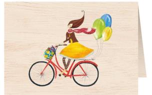 Opakowanie Karnet drewniany C6 + koperta Rower z balonami