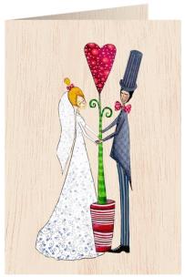 Opakowanie Karnet drewniany C6 + koperta Ślub kwiat