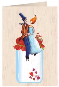 Opakowanie Karnet drewniany C6 + koperta Ślub słoik