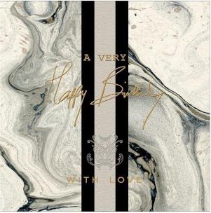 Opakowanie Karnet kwadrat z kopertą Urodziny Marble Stripe