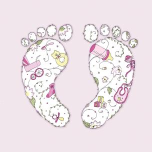 Opakowanie Karnet Swarovski kwadrat Narodziny dziewczynka stópki