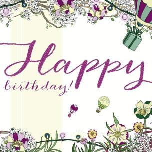 Opakowanie Karnet Swarovski kwadrat Urodziny Balony z prezentem