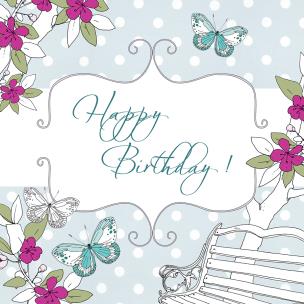 Opakowanie Karnet Swarovski kwadrat Urodziny ławka