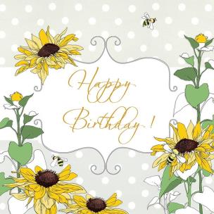 Opakowanie Karnet Swarovski kwadrat Urodziny słoneczniki