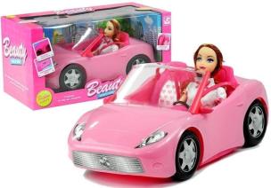 Lalka w Podróży Kabrioletem Auto dla Lalki. Wydawca: Lean Toys. Multiszop.pl Opakowanie Lalka w Podróży Kabrioletem Auto dla Lalki