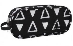 Opakowanie Piórnik saszetka dwukomorowy czarny trójkąty