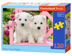 Puzzle 120 el. White Terrier Puppies. Wydawca: CASTOR. Multiszop.pl Opakowanie Puzzle 120 el. White Terrier Puppies