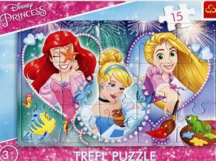 Opakowanie Puzzle 15 Ramkowe Disney Księżniczki Trzy uśmiechy