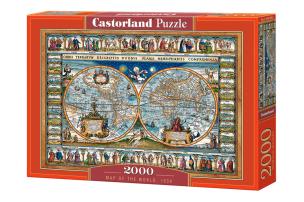Puzzle 2000 Map of the World. Wydawca: Castorland. Multiszop.pl Opakowanie Puzzle 2000 Map of the World