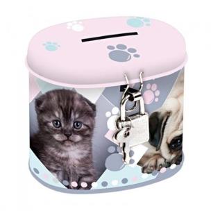 Opakowanie Skarbonka metalowa owalna psy i koty