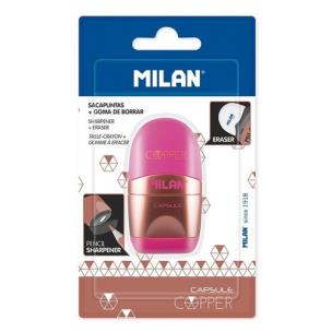 Opakowanie Temperówka + gumka Milan Capsule Copper różowa