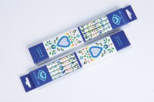 Opakowanie ZESTAW OŁÓWKÓW Z GUMKAMI FOLK KASZUBY 4 SZTUKI