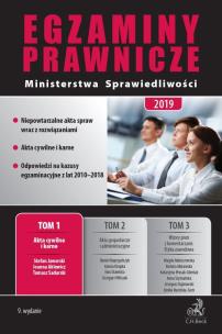 Okładka książki Egzaminy Prawnicze Ministerstwa Sprawiedliwości 2019 Tom 1 Akta cywilne i karne