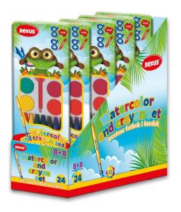 Okładka książki Farbki akwarelowe 8 kolorów + kredki woskowe 8 kolorów