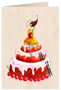 Opakowanie Karnet drewniany C6 + koperta Kobieta na torcie