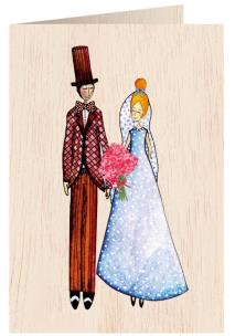 Opakowanie Karnet drewniany C6 + koperta Ślub Para Młoda