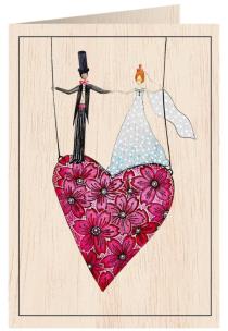 Opakowanie Karnet drewniany C6 + koperta Ślub serce