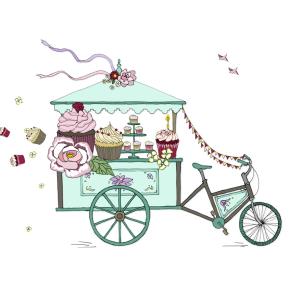 Okładka książki Karnet Swarovski kwadrat CL2403 Rower z babeczkami