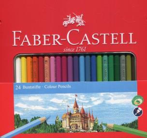 Kredki zamek 24 kolory. Wydawca: Faber-Castell. Multiszop.pl Opakowanie Kredki zamek 24 kolory