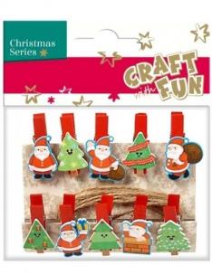 Opakowanie Ozdoba dekoracyjna spinacze Mikołaj 10el