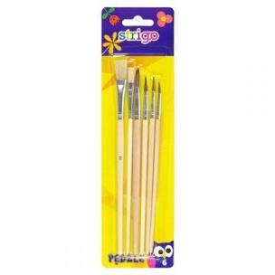 Opakowanie Pędzle drewniane 6 sztuk blister SSC031