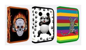 Opakowanie Piórnik szkolny GIMBOO z wyposażeniem 1 komora 2 przekładki mix kolorów