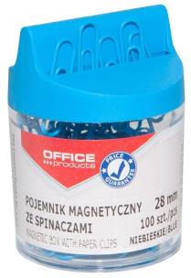 Opakowanie Pojemnik magnetyczny na spinacze okrągły ze spinaczami niebieskimi 100 sztuk