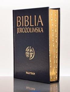 Okładka książki Biblia Jerozolimska-ekoprawa, peginatory, złocenia