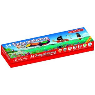 Okładka książki Farby plakatowe szkolne 14 kolorów 20ml premium złota/srebrna