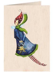 Opakowanie Karnet drewniany C6 + koperta Święta Kobieta z lampionem