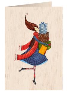 Opakowanie Karnet drewniany C6 + koperta Święta Kobieta z prezentami