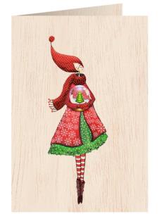 Opakowanie Karnet drewniany C6 + koperta Święta Kobieta ze szklaną kulą