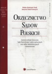 Opakowanie Orzecznictwo Sądów Polskich 7-8/2010