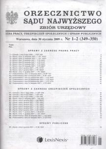 Opakowanie Orzecznictwo Sądu Najwyższego zbiór urzędowy 1-2/2009