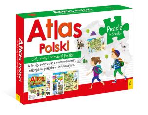 Okładka książki Pakiet: Atlas Polski/Plakat z mapą/Puzzle