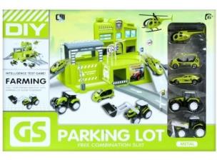 Opakowanie Parking i metalowe akcesoria farma