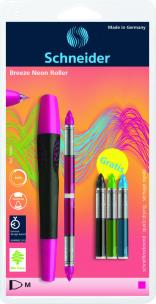 Opakowanie Pióro kulkowe SCHNEIDER Breeze NEON M różowe/czarne + 5 x kartridż blister